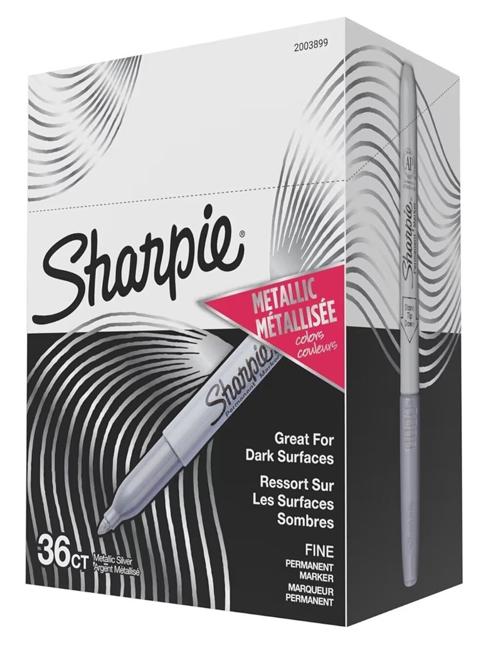 Sharpie Metallic Permanent Markers, Fine Point, Metallic Silver, 36 Count
